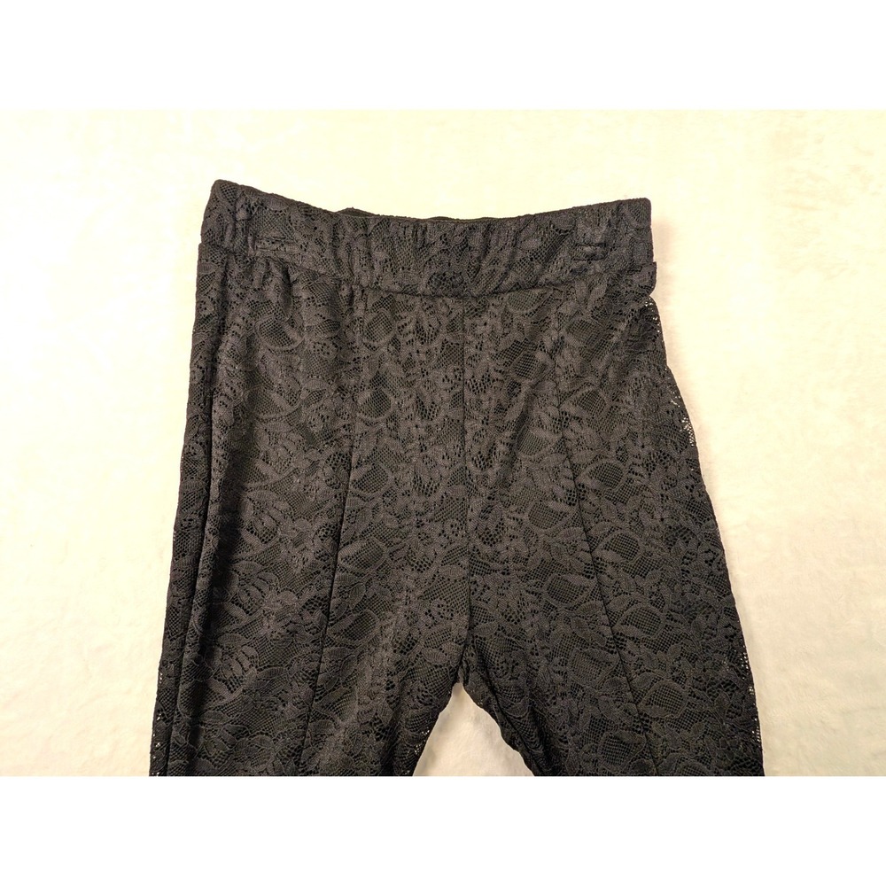 Chelsea Violet Black Floral Lace Bell Bottom Flare Pants Girls Size Medium 10/12 - Picture 3 of 12